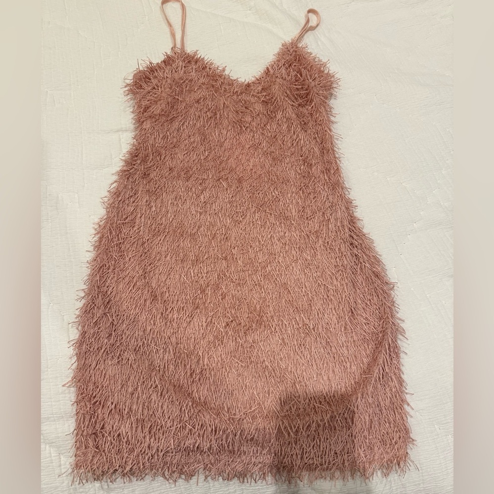 NWT pink fringe mini dress